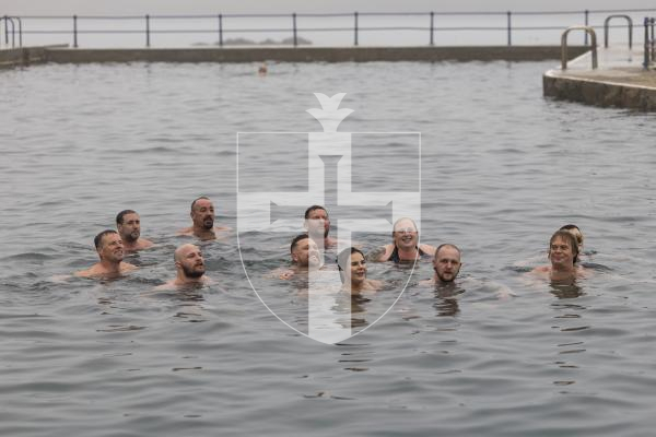 Picture by Sophie Rabey.  07-03-26.  Harry Beattie, commonly known on social media as 'Ice Bath Harry', was in Guernsey and took an ice bath and plunge in the bathing pools.  He is a recovering drug addict who has started using ice baths daily to help with his sobriety and mental health.  He films the videos and has a big following.