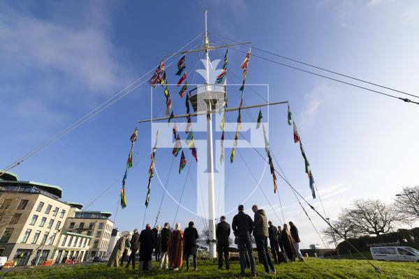 Picture by Peter Frankland. 09-03-26 Commonwealth Day flag raising at Weighbridge Roundabout.