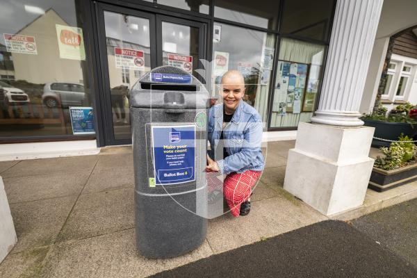 Sophie Rabey.  28-04-26.   Martine Ellis, Polling Station Officer at the Vale Douzaine for story on voting in the by-election tomorrow.