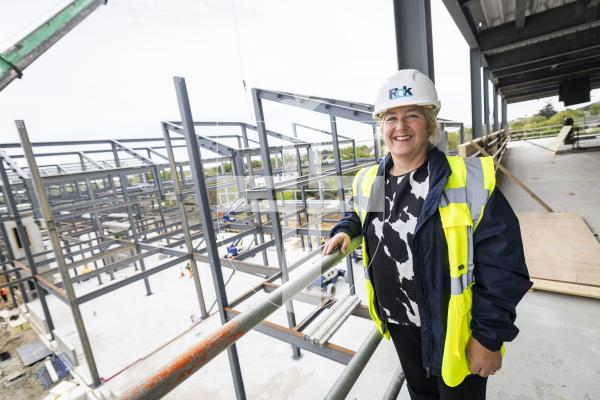 Picture by Sophie Rabey.  30-04-26.  Julie Putman, a senior CIOB representative, is over in Guernsey as part of a wider engagement with the local construction industry.  On her visit to the island she had a tour around Les Ozouets Campus.
Julie Putman
