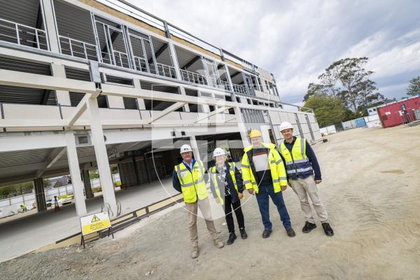 Picture by Sophie Rabey.  30-04-26.  Julie Putman, a senior CIOB representative, is over in Guernsey as part of a wider engagement with the local construction industry.  On her visit to the island she had a tour around Les Ozouets Campus.
L-R Paul Mason (ROK Limited), Julie Putman (CIOB representative), Paul Le Tissier (Guernsey CIOB Group Organiser) and Dan Hulbert (Guernsey CIOB Group Organiser).