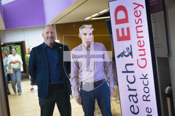 Picture By Peter Frankland. 02-05-26 Research Ed on the Rock Guernsey. Teaching conference at Les Beaucamp School. L-R - Paul Montegue and Nick Hynes.