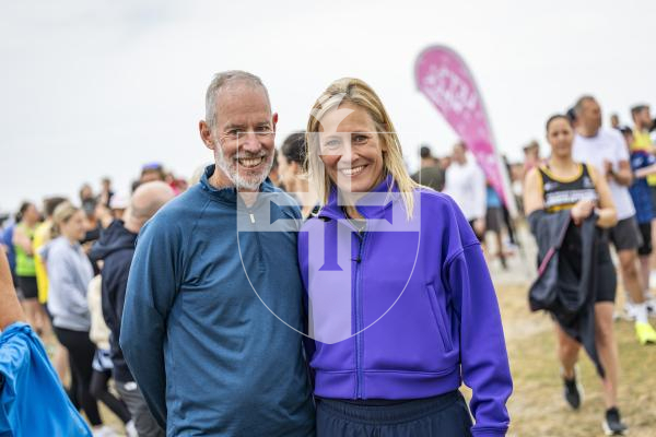 Picture by Sophie Rabey.  02-05-26.  Saturday  morning parkrun had two special guests join in this week.  Founder of Parkrun, Paul Sinton-Hewitt CBE and English journalist, newsreader and broadcaster, Sophie Raworth.  They were both in Guernsey for talks in the Guernsey Literary Festival.