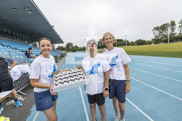 Picture by Sophie Rabey.  05-07-26.  As part of Headway Guernsey’s 20th anniversary celebrations they held a Mighty Mile at Footes Lane for people of all abilities to cover some distance around the track and raise money for the charity.  Supported by Ravenscroft Construction.
Headway team L-R Orla-Marie Manning (Service Director), Geraldine Williams (Activities Co-ordinator) and Philippa Stahelin (Chief Executive).