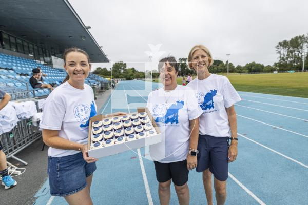 Picture by Sophie Rabey.  05-07-26.  As part of Headway Guernsey’s 20th anniversary celebrations they held a Mighty Mile at Footes Lane for people of all abilities to cover some distance around the track and raise money for the charity.  Supported by Ravenscroft Construction.
Headway team L-R Orla-Marie Manning (Service Director), Geraldine Williams (Activities Co-ordinator) and Philippa Stahelin (Chief Executive).