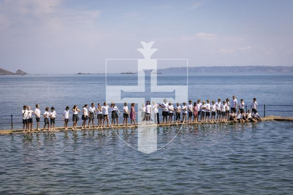 Picture by Sophie Rabey.  17-07-26.  Vauvert Year 6 leavers annual tradition of jumping in the bathing pools on their last day of Primary School.
