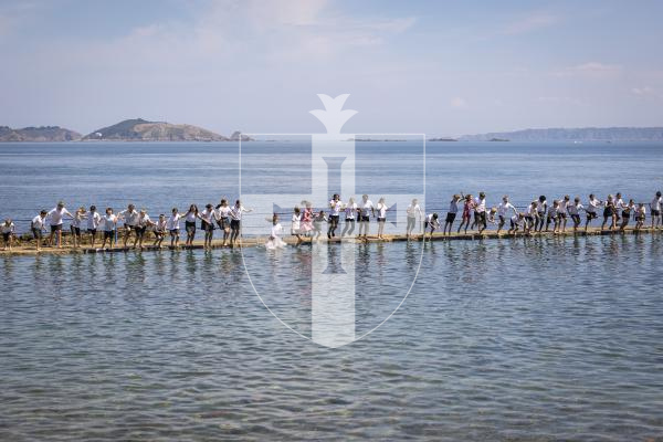 Picture by Sophie Rabey.  17-07-26.  Vauvert Year 6 leavers annual tradition of jumping in the bathing pools on their last day of Primary School.