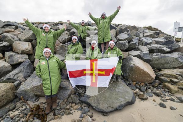 Picture by Sophie Rabey.  01-02-26.  The Bluetits swimming group are attending the Winter Swimming World Championship in Oulu, Finland at the start of March this year.  
L-R Back: Jackie Fallaize, Marina Burr and Luke Bihet.  Front: Janine Le Cras, Jayne Evans, Yvonne Elliott and Lisa Lorier.