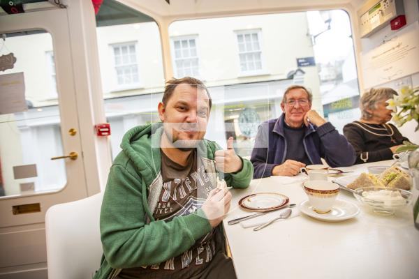 Picture by Sophie Rabey.  07-02-24.  In partnership with Ogier, Mill Street Community Cafe hosted a free afternoon tea this afternoon to help connect people in the community.
Ryan Ozanne and Peter Carey.
