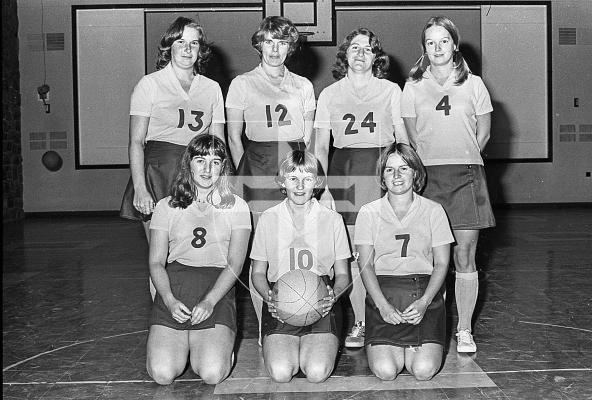 Picture by Guernsey Press.  Ladies Basketball 1976.  GLB