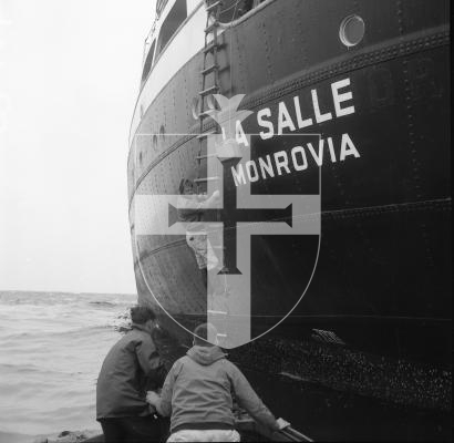 Picture by Guernsey Press. 28-05-65 Shipwreck of La Salle off L'eree / Rocquaine in 1965. Wreck.
LSSWPS