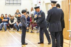 Picture by Sophie Rabey.  01-02-26.  201 Overseas (Guernsey) Squadron of the RAF Air Cadets ceremony at Styx Centre. 
Inspection and presentations were done by special guest, Air Commodore Nick Lowe.
Marley Hatchard (16) received an award and his wings after completing his first solo flight.