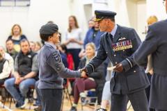 Picture by Sophie Rabey.  01-02-26.  201 Overseas (Guernsey) Squadron of the RAF Air Cadets ceremony at Styx Centre. 
Inspection and presentations were done by special guest, Air Commodore Nick Lowe.
Marley Hatchard (16) received an award and his wings after completing his first solo flight.