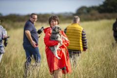 Picture by Luke Le Prevost. 23-09-23.
Schnauzer owners brought their dogs to Pleinmont for the Schnauzerfest charity event to meet up and walk together. Janetta Harvey, Schnauzerfest charity founder