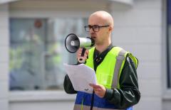 Pic supplied by Andrew Le Poidevin, 14-06-2025. Myles Duquemin organised a protest against the price increases of electricity in Guernsey.
