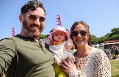 Pic supplied by Andrew Le Poidevin: 14-06-2025.
The Guernsey Together Festival at the Rabbit Warren. Murphy Sanders, seven months, wears ear protectors as he experiences his first festival with parents Meurig and Tarryn.
