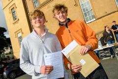 Pic supplied by Andrew Le Poidevin, 21-08-2025. The 2025 GCSE Results collection at Elizabeth College. Herbie Stow and Alex Pitfield.