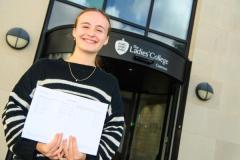 Photo by Andrew Le Poidevin, 21-08-2025. The 2025 GCSE Results collection at Ladies' College. Lara Veillard.