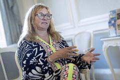 Picture by Peter Frankland. 03-09-25 Fiona Drane was the guest speaker at a Guernsey Hospitality Association event at Moores Hotel. She was talking about the possibility of introducing a visitor levy.