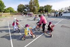 Picture by Sophie Rabey.  16-09-25.  La Mare De Carteret Primary School have had some new playground markings added over the summer break.  It was funded through the schools PTA and the Health Improvement Commission, with the hope to increase physical activity amongst the pupils and help their confidence on bikes etc.