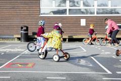 Picture by Sophie Rabey.  16-09-25.  La Mare De Carteret Primary School have had some new playground markings added over the summer break.  It was funded through the schools PTA and the Health Improvement Commission, with the hope to increase physical activity amongst the pupils and help their confidence on bikes etc.