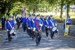 Picture by Peter Frankland. 28-09-25 HMS Charybdis and HMS Limbourne memorial service at Le Foulon Cemetery. The parade arrives.