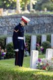 Picture by Peter Frankland. 28-09-25 HMS Charybdis and HMS Limbourne memorial service at Le Foulon Cemetery. Sam Jones representing the Royal Marine Cadets and Royal Sea Cadets.