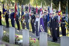 Picture by Peter Frankland. 28-09-25 HMS Charybdis and HMS Limbourne memorial service at Le Foulon Cemetery. Bailiff Sir Richard McMahon