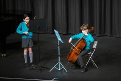 Picture by Peter Frankland. 01-03-24 Eisteddfod 2024 - Class 1069. Chamber Music Junior School Age. Solomon Bearder and Chloe Falla.