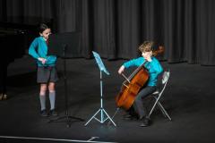 Picture by Peter Frankland. 01-03-24 Eisteddfod 2024 - Class 1069. Chamber Music Junior School Age. Solomon Bearder and Chloe Falla.