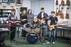 Picture by Peter Frankland. 15-01-25 St Sampson's High School band taking part in the Thirst Music Battle of the School Bands competition. Deaf Donkeys.
L-R - Kristain Michel, 15, Imogen Ellis, 14, Lily Regan, 15, Lars Austin, 12, Chester Palzeaird, 14 and Lee Srodzinsky, 12.