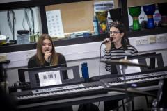 Picture by Peter Frankland. 15-01-25 St Sampson's High School band taking part in the Thirst Music Battle of the School Bands competition. Deaf Donkeys. L-R - Imogen Ellis, 14 and Lily Regan, 15.