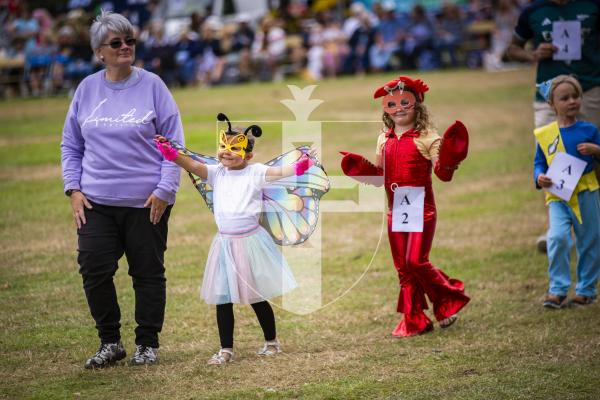 Picture by Sophie Rabey.  24-08-23.  North Show 2023, Battle of Flowers.
Class A - Children fancy dress from 2years to under 6years.
A1 Butterfly - Amia Mourant and A2 Crabby - Zerin May
