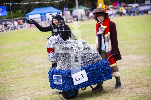 Picture by Sophie Rabey.  24-08-23.  North Show 2023, Battle of Flowers.
Class G - Decorated wheelbarrow, any flowers, adult/child.
G3 K9 - Jacob