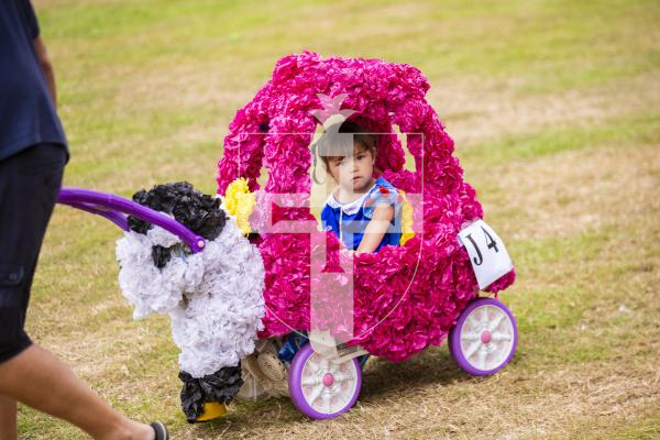 Picture by Sophie Rabey.  24-08-23.  North Show 2023, Battle of Flowers.
Class J - Paper flowers, wheeled, drawn or carried.  Occupied by children only under 10years.  Max floor area 25 soft with 2 adults to assist.
J4 The Princess Shall Go To The Ball - Leah & Emily Peck