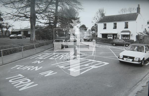 Pic by Guernsey Press mono now and then nostalgia project - La Croix Guerin junction Rue Maze, Grande Rue St Martin's 1990 original neg no 3655/8/90