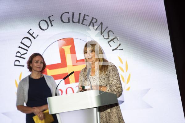 Picture by Sophie Rabey.  07-10-23.  Pride of Guernsey 2023 Awards at St Pierre Park.
Neighbour of the Year, sponsored by Guernsey Energy.  WINNER - Terina Norman.