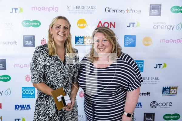 Picture by Peter Frankland. 07-10-23 Pride of Guernsey Awards 2023.  Diversity & Inclusion: L-R - 
Emily Slann and Michelle Steele (Insurance Corporation)