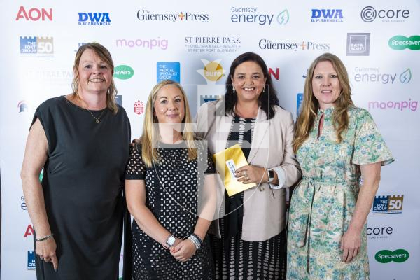 Picture by Peter Frankland. 07-10-23 Pride of Guernsey Awards 2023.  Sustainability Hero: L-R - 
Tina Holmes, Louise Dowding, Clare Giles and Kelly Baudains (Aon)
