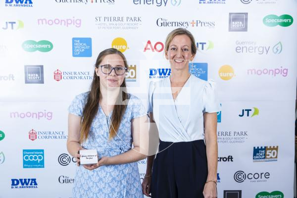 Picture by Peter Frankland. 07-10-23 Pride of Guernsey Awards 2023.  Young Achiever: L-R - 
Katie Knight and Elizabeth Raine (St Pierre Park Hotel)