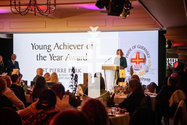 Pic supplied by Andrew Le Poidevin, 19-10-2024. The 2024 Guernsey Press Pride of Guernsey Awards night at St Pierre Park Hotel.
Young Achiever of the Year Award sponsored by St Pierre Park Hotel.
Presented by Elizabeth Raine.