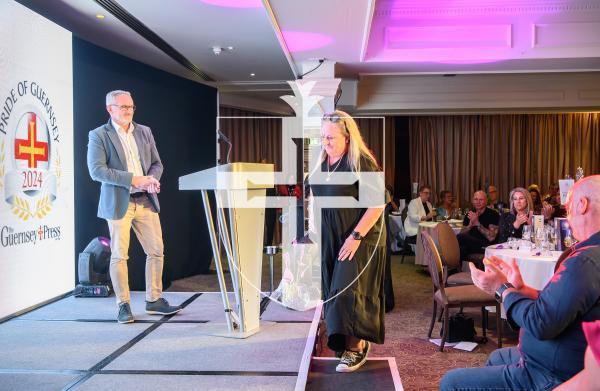 Pic supplied by Andrew Le Poidevin, 19-10-2024. The 2024 Guernsey Press Pride of Guernsey Awards night at St Pierre Park Hotel.
Teacher of the Year Award sponsored by Core Fund Services.
Presented by Martin Scott.
Winner Kiera Vaudin.