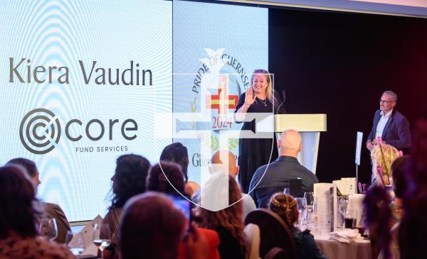 Pic supplied by Andrew Le Poidevin, 19-10-2024. The 2024 Guernsey Press Pride of Guernsey Awards night at St Pierre Park Hotel.
Teacher of the Year Award sponsored by Core Fund Services.
Presented by Martin Scott.
Winner Kiera Vaudin.