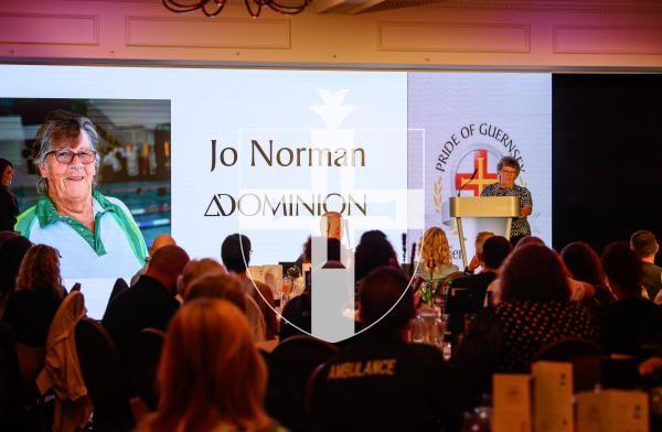 Pic supplied by Andrew Le Poidevin, 19-10-2024. The 2024 Guernsey Press Pride of Guernsey Awards night at St Pierre Park Hotel.
Sports Volunteer of the Year Award sponsored by Dominion.
Winner Jo Norman.