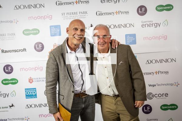 Picture by Sophie Rabey.  19-10-24.  Guernsey Press Pride of Guernsey Awards 2024 at St Pierre Park.
Customer Service of the Year sponsored by Moonpig.  L-R Craig Duquemin (Winner) and Andy Patch (Sponsor).