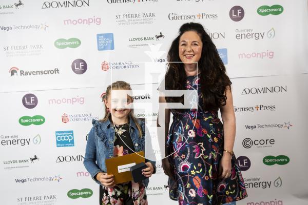 Picture by Sophie Rabey.  19-10-24.  Guernsey Press Pride of Guernsey Awards 2024 at St Pierre Park.
Overcoming Adversity sponsored by Lloyds Bank.  L-R Brooke Doggett (8) and Julie Donaldson (Sponsor)