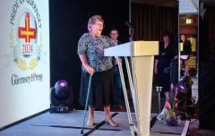 Pic supplied by Andrew Le Poidevin, 19-10-2024. The 2024 Guernsey Press Pride of Guernsey Awards night at St Pierre Park Hotel.
Sports Volunteer of the Year Award sponsored by Dominion.
Presented by Jason Le Roux.
Winner Jo Norman.