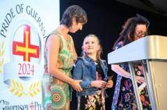Pic supplied by Andrew Le Poidevin, 19-10-2024. The 2024 Guernsey Press Pride of Guernsey Awards night at St Pierre Park Hotel.
Overcoming Adversity Award sponsored by Lloyds Bank.
Presented by Julie Ronaldson.
Winner Brooke Doggett.