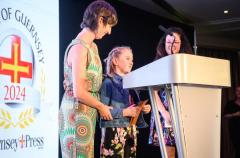 Pic supplied by Andrew Le Poidevin, 19-10-2024. The 2024 Guernsey Press Pride of Guernsey Awards night at St Pierre Park Hotel.
Overcoming Adversity Award sponsored by Lloyds Bank.
Presented by Julie Ronaldson.
Winner Brooke Doggett.