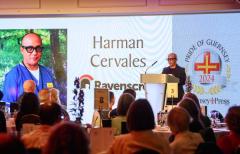 Pic supplied by Andrew Le Poidevin, 19-10-2024. The 2024 Guernsey Press Pride of Guernsey Awards night at St Pierre Park Hotel.
Angel of the Year Award sponsored by Ravenscroft.
Winner Harmen Cervales.